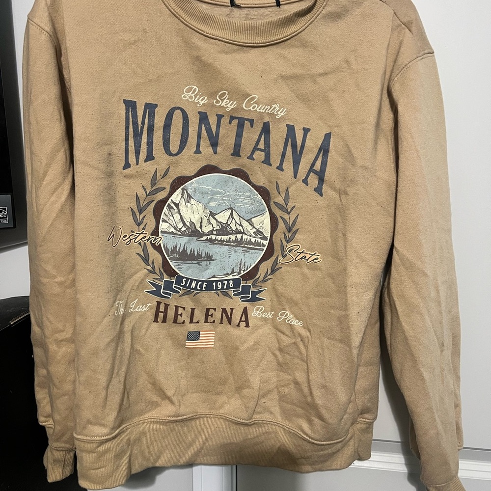 Montana Graphic Tan Sweater